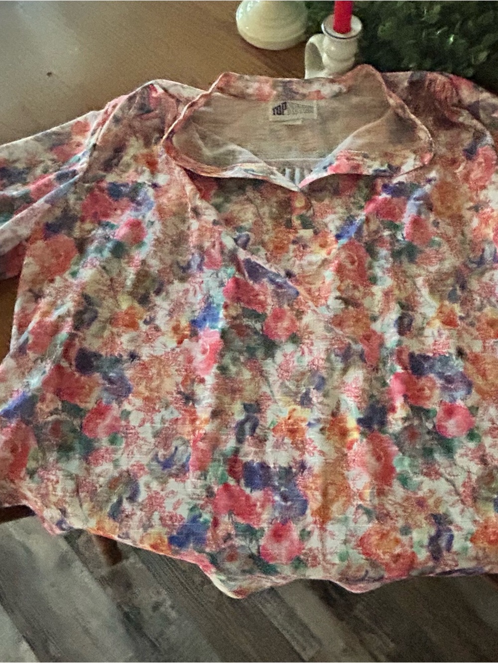 Watercolor Floral Button-Front Blouse - Multi